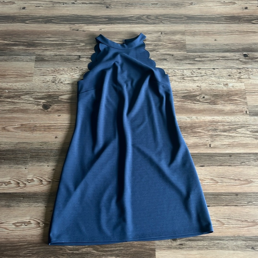 Navy blue halter dress | Scalloped sleeveless top | Size M